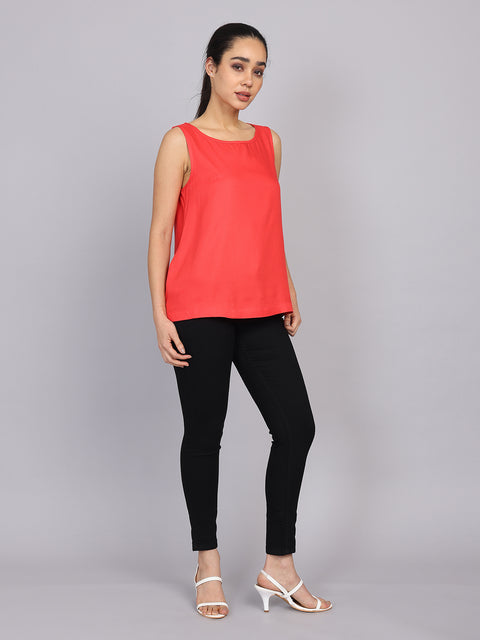 Women’s Pink Sleeveless Woven Top
