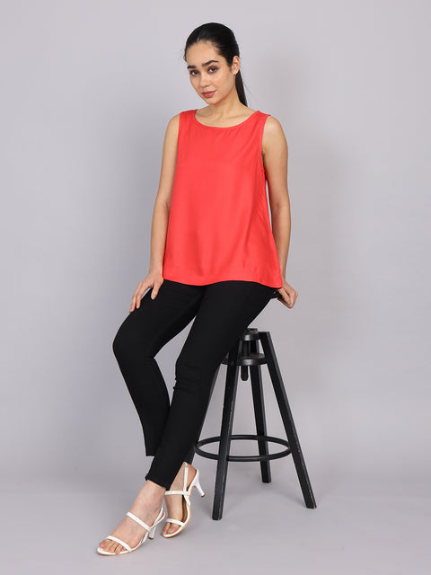 Women’s Pink Sleeveless Woven Top