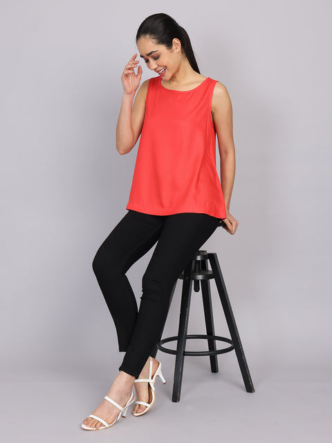 Women’s Pink Sleeveless Woven Top