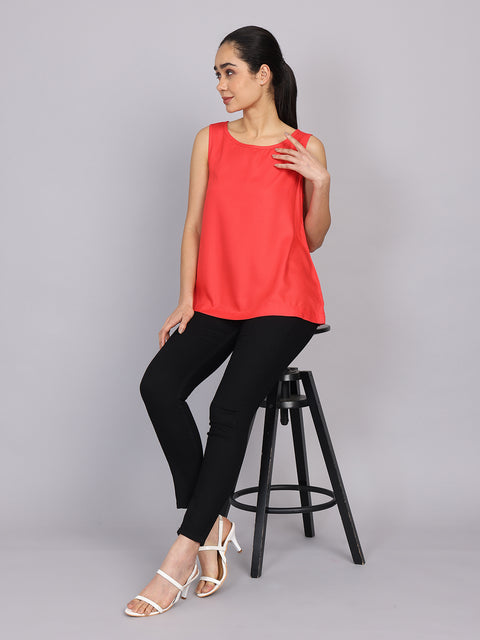 Women’s Pink Sleeveless Woven Top