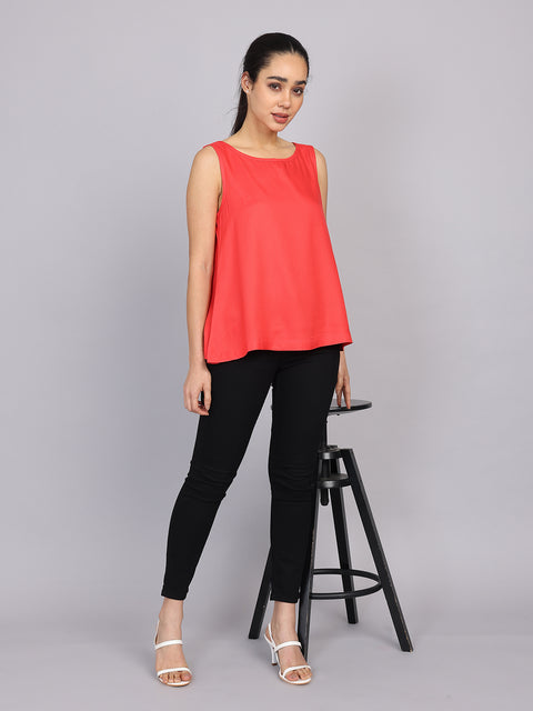 Women’s Pink Sleeveless Woven Top