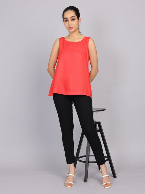 Women’s Pink Sleeveless Woven Top