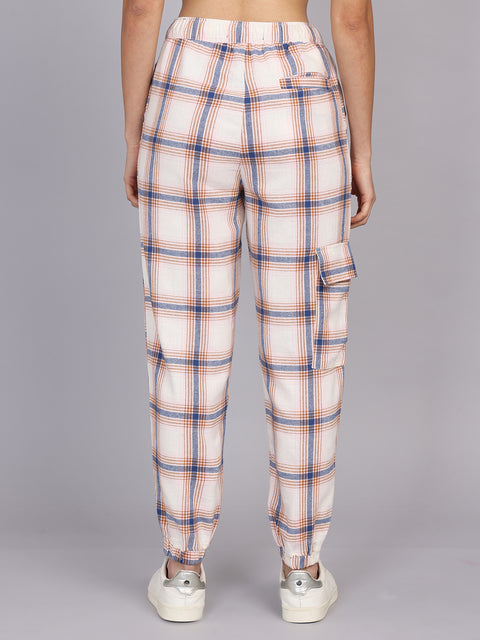 Women’s Off-White Checked Woven Jogger