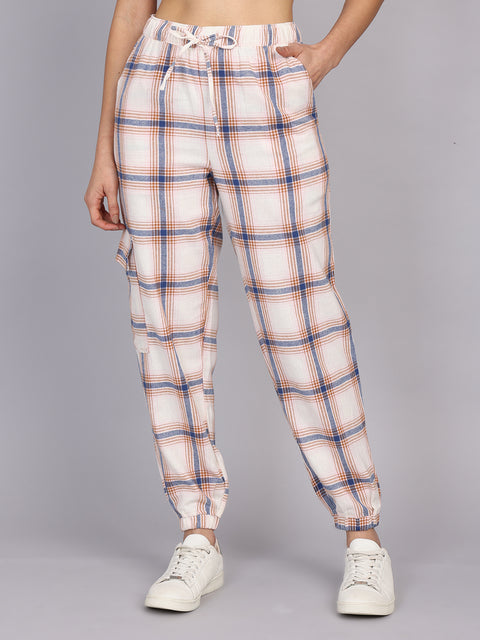 Women’s Off-White Checked Woven Jogger