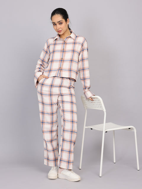 Women’s Off-White Checked Woven Shirt