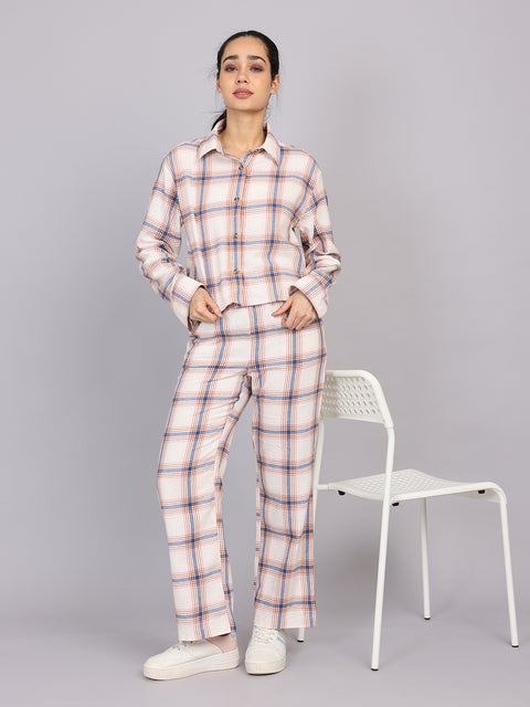 Women’s Off-White Checked Woven Shirt