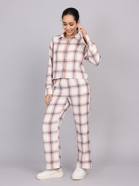 Women’s Off-White Checked Woven Shirt