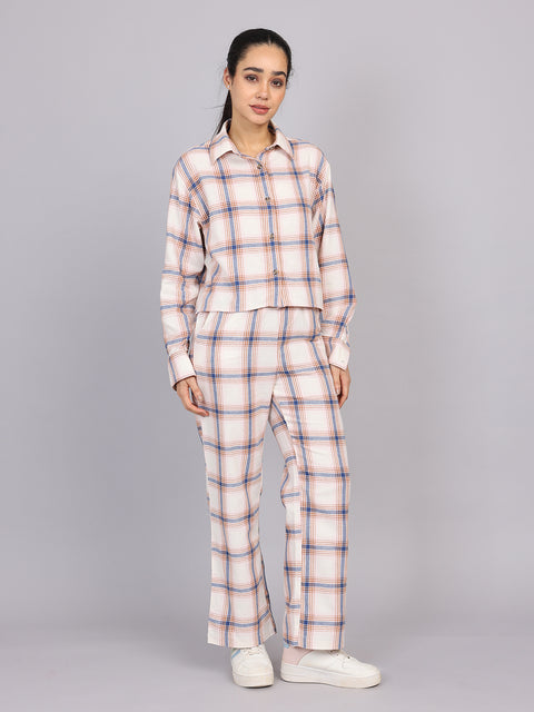 Women’s Off-White Checked Woven Shirt