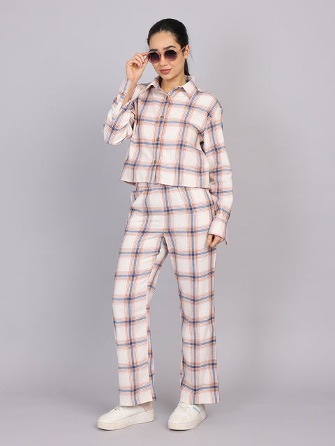 Women’s Off-White Checked Woven Shirt