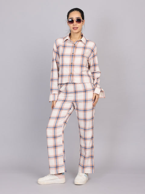 Women’s Off-White Checked Woven Shirt
