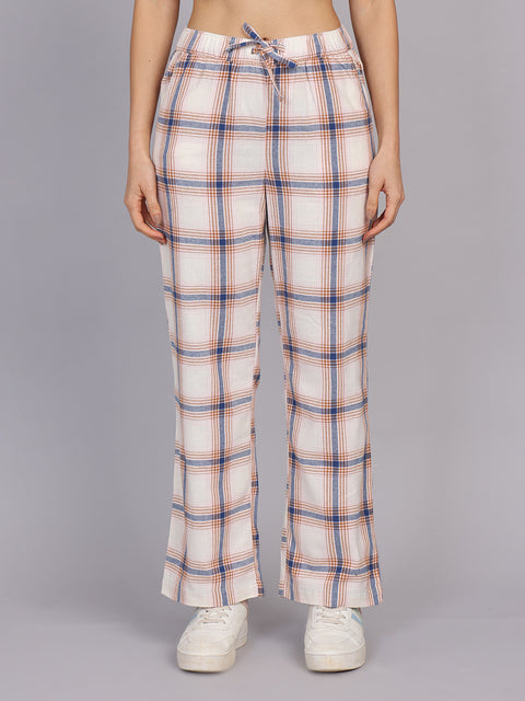 Women’s Off-White Checked Woven Pant