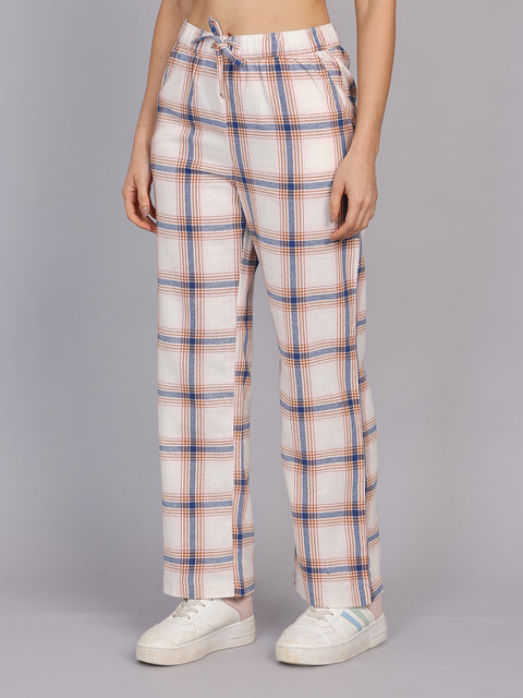 Women’s Off-White Checked Woven Pant