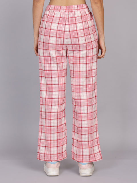 Women’s Pink Checked Woven Jogger