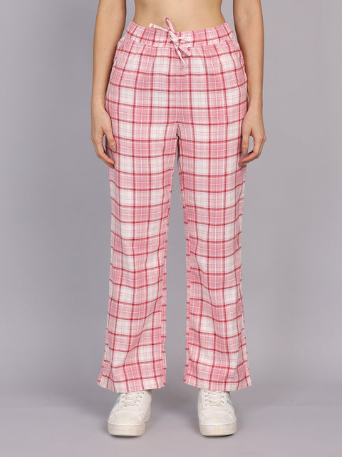 Women’s Pink Checked Woven Jogger