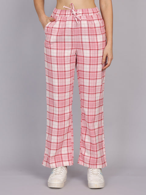 Women’s Pink Checked Woven Jogger
