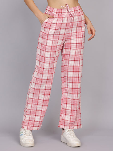Women’s Pink Checked Woven Jogger