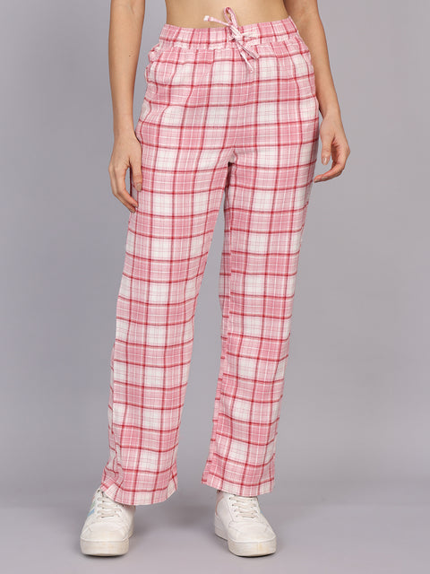 Women’s Pink Checked Woven Jogger