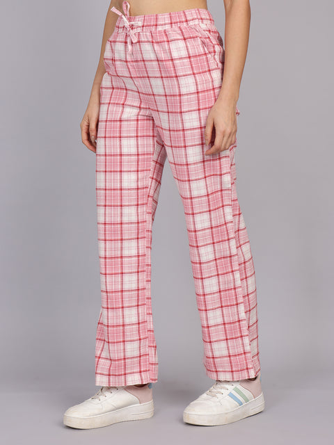 Women’s Pink Checked Woven Jogger