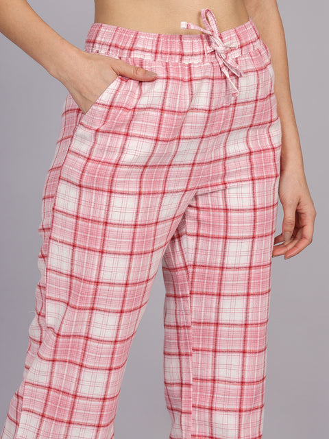 Women’s Pink Checked Woven Jogger