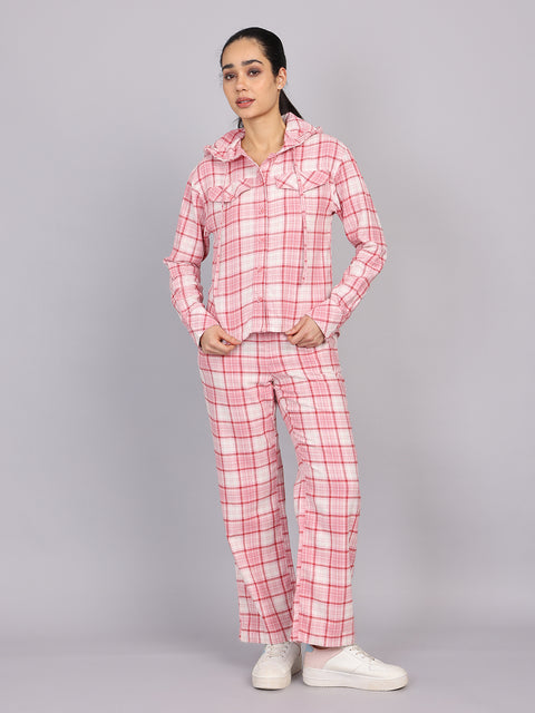 Women’s Pink Checked Woven Jogger