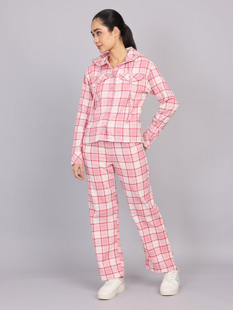 Women’s Pink Checked Woven Jogger