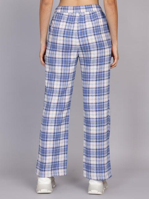 Women’s Blue Checked Woven Pant