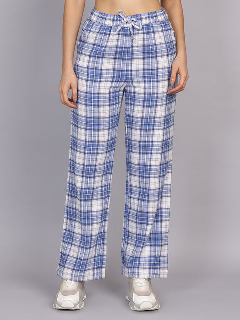 Women’s Blue Checked Woven Pant
