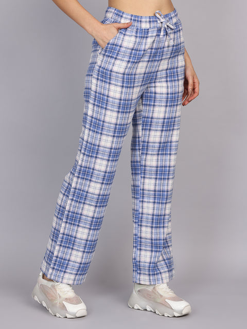 Women’s Blue Checked Woven Pant