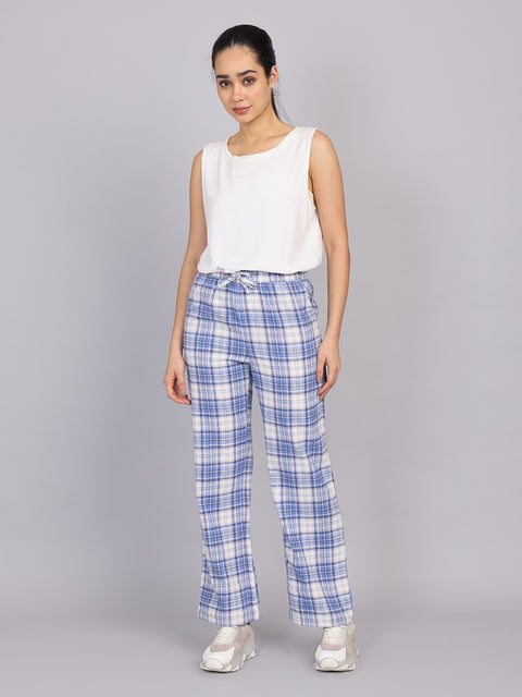 Women’s Blue Checked Woven Pant