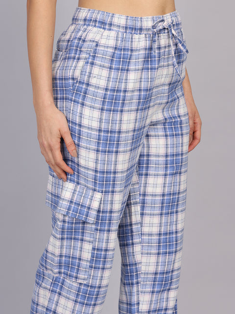 Women’s Blue Checked Woven Jogger