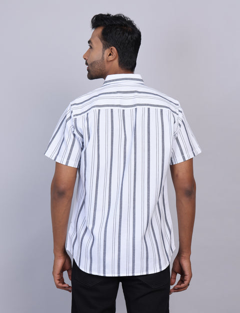 White Stripe Half Sleeve Shirt – Regular Fit