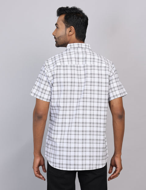White Checks Half Sleeve Shirt – Regular Fit