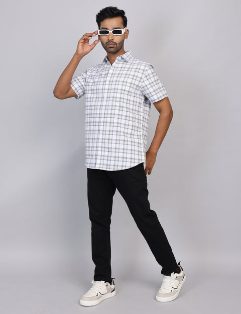 White Checks Half Sleeve Shirt – Regular Fit