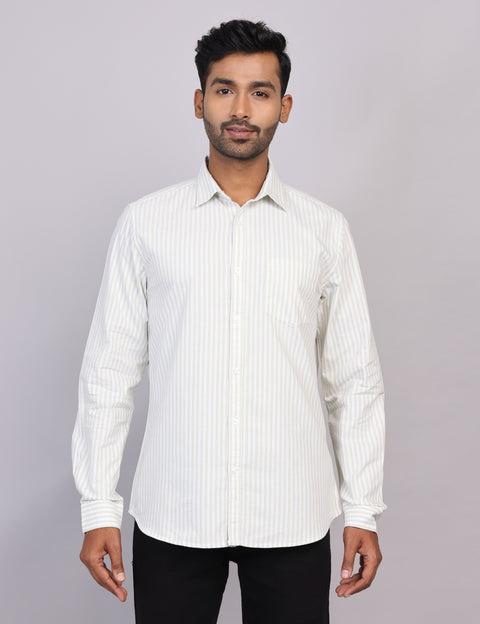 Green Stripe Full Sleeve Shirt – Regular Fit
