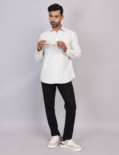 Green Stripe Full Sleeve Shirt – Regular Fit