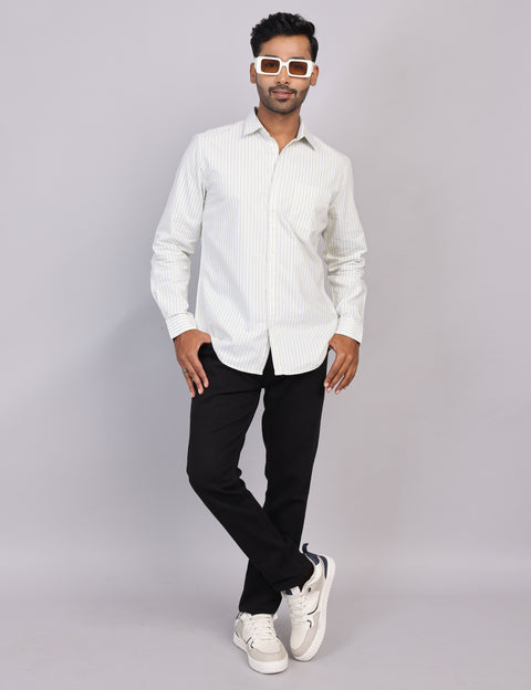 Green Stripe Full Sleeve Shirt – Regular Fit