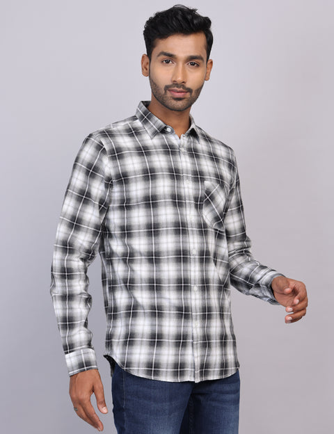 Grey Checks Full Sleeve Shirt – Regular Fit
