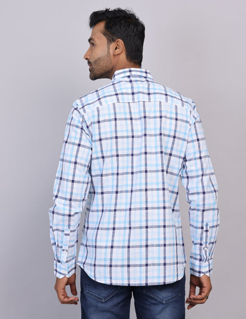 Blue & White Checks Full Sleeve Shirt – Regular Fit