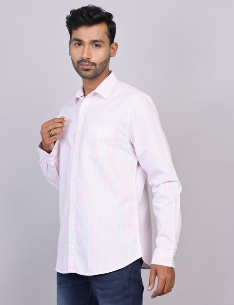 Pink Stripe Full Sleeve Shirt – Regular Fit