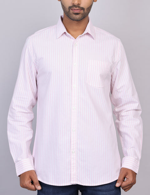 Pink Stripe Full Sleeve Shirt – Regular Fit