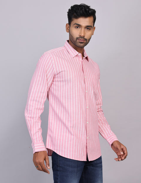 Pink Stripe Full Sleeve Shirt – Regular Fit