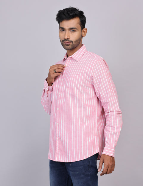 Pink Stripe Full Sleeve Shirt – Regular Fit