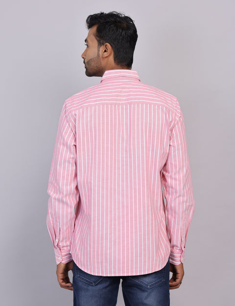 Pink Stripe Full Sleeve Shirt – Regular Fit