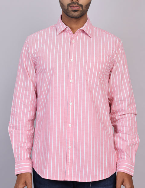 Pink Stripe Full Sleeve Shirt – Regular Fit