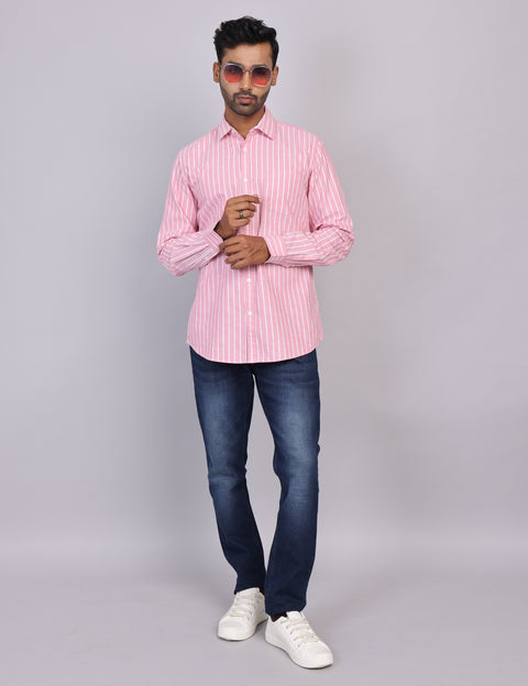 Pink Stripe Full Sleeve Shirt – Regular Fit