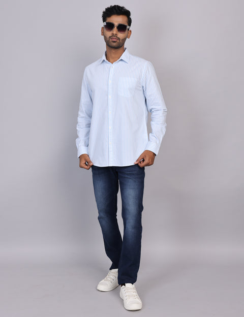 Blue Stripe Full Sleeve Shirt – Regular Fit