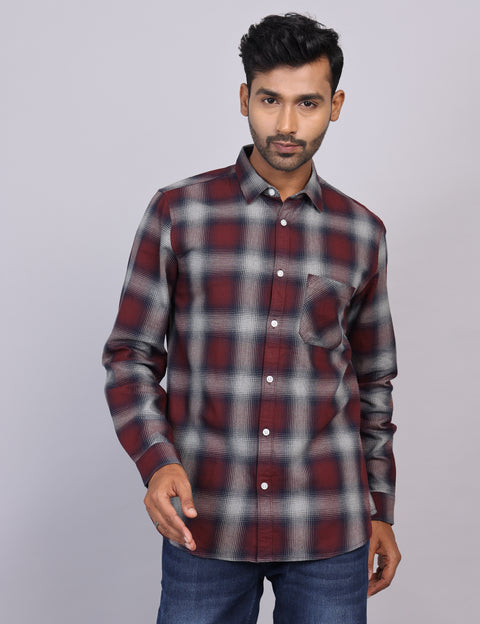 Wine Checks Full Sleeve Shirt – Regular Fit