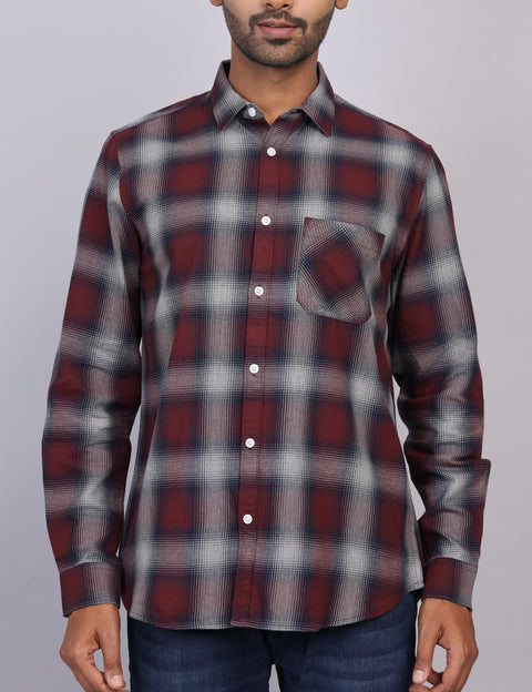 Wine Checks Full Sleeve Shirt – Regular Fit