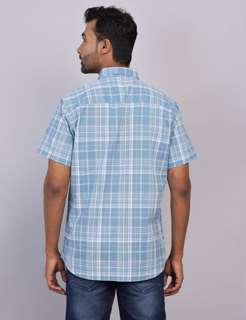 Blue Checks Half Sleeve Shirt – Regular Fit
