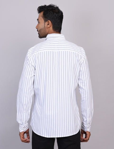White Stripe Full Sleeve Shirt – Regular Fit
